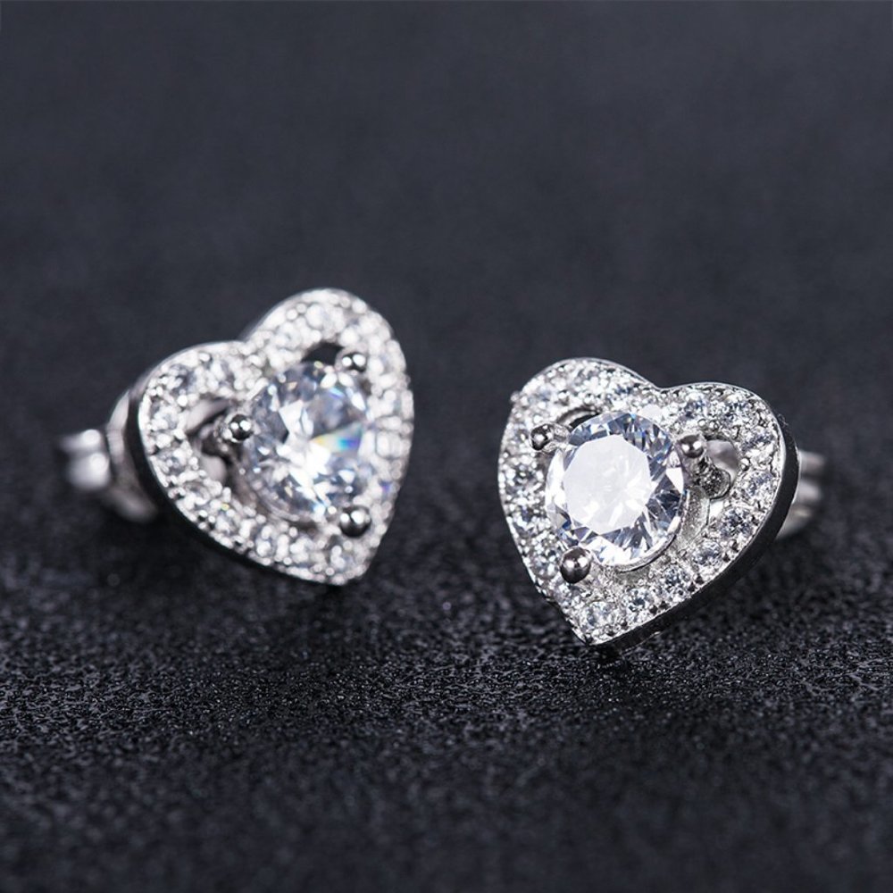 🌸Lovely Round Dainty Zircon Hollow Heart Earrings for Women, UNVN12424